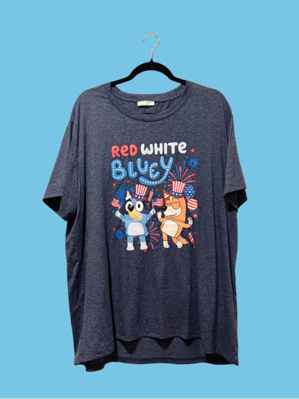 Men's Navy Graphic Tee - 'Red White Bluey' Patriotic Print
